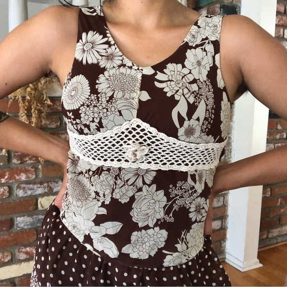 Y2K Floral Crochet Mori Kei Polka Dot Dress by Hype - Picture 5 of 6